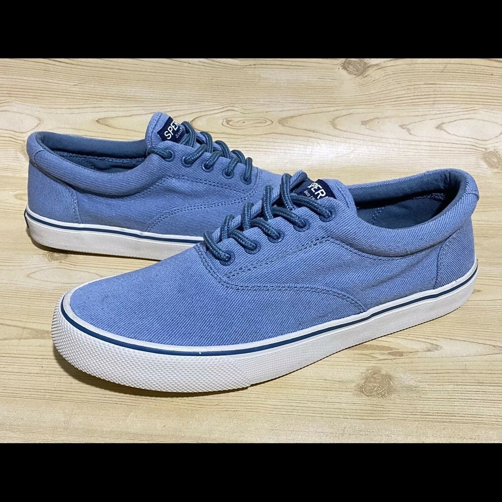 Sperry Top Sider Blue Canvas Lace Up Sneakers 9.5 - Picture 4 of 8